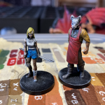 Contrast paints applied over a white drybrush.