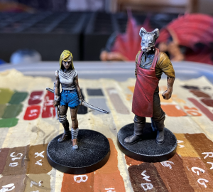 Contrast paints applied over a white drybrush.