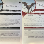 The day and night sides of the Cursed City bat swarms card.