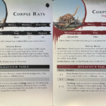 The day and night sides of the Cursed City corpse rats card.