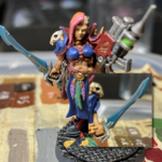 An Escher leader who lost her power whip but gained a power sword.
