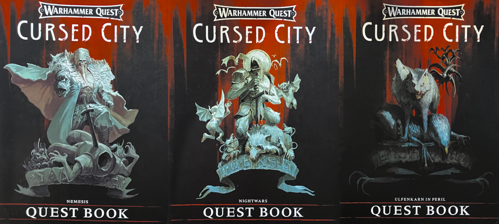 The quest books for Cursed City Uflenkarn In Peril, Nightwars, and Nemesis